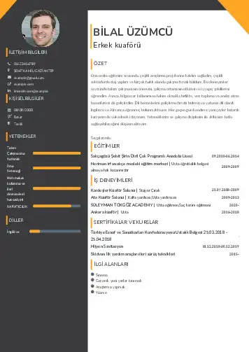 Kuaför Cv Örnekleri cv indir